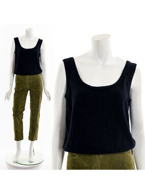 St Johns Black Scoop Neck Sleevless Tank Top 60s